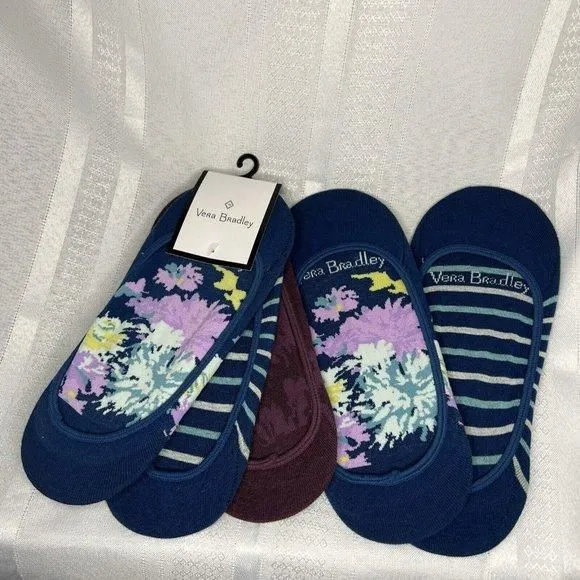 Vera Bradley Low Cut Sock Liners 5 Total Set Of 3 And Two Separate NWT