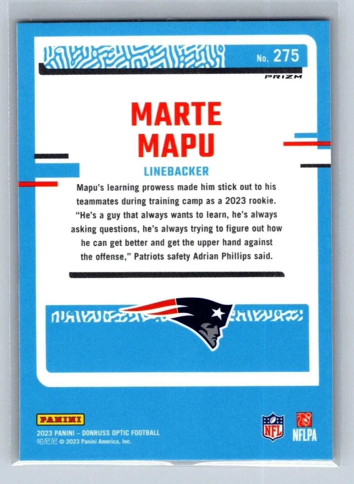 Panini Donruss Optic Marte Mapu Blue Glitter Prizm Rated Rookie