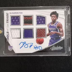 De'Aaron Fox RPA SP /75 Tools of the Trade 2017-18 Panini Absolute TT6-DF  Kings Rookie Patch Auto