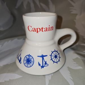 Vintage Captain Nautical Marine Coffee Mug Cup Non Spill Non Tip Drip 1984  USN