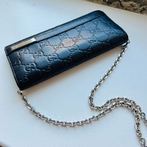 Gucci Blue Leather Flap Continental Wallet Gucci