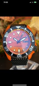 Modded Seiko 7S26 Diver SKX Watch Automatic Orange Dial Dive Estate Sale Running