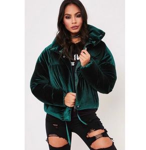 Zara green velvet on sale puffer