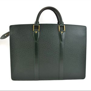 LOUIS VUITTON Lozan Taiga Leather Briefcase Shoulder Bag Black