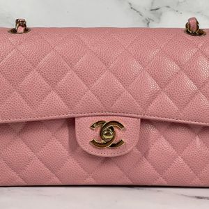Chanel Classic Small Double Flap 17B Red Quilted Caviar with silver hardware