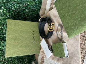 Gucci Belt Black Shiny Gold GG Size 120
