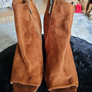 bamboo peep toe booties