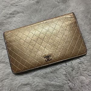 C.9 Chanel Gold Silver Bifold Wallet chain bag