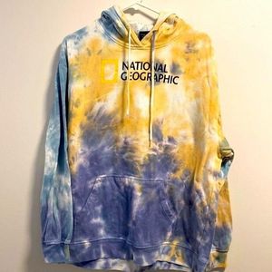 National geographic yellow discount tie dye hoodie