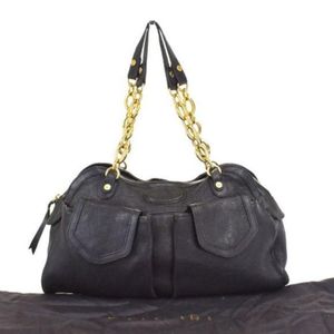 Bvlgari Black Leather Logo Shoulder Bag
