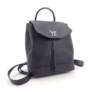 LOUIS VUITTON Lockme Calfskin Leather Backpack Bag Black