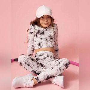 SHEIN Kids HYPEME Girls Tie Dye Tee And Leggings Set 11-12 Years