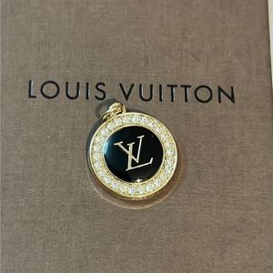 Luxury LV zipper pull charm black and gold with rhinestones