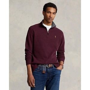 Red polo half online zip sweater