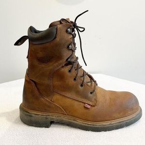 RED WING Mens 10 Leather Work Boots Dynaforce Steel Toe Tall Brown  Waterproof