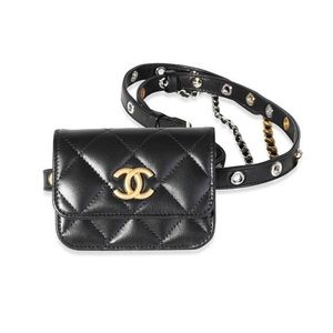 CHANEL CC Chain Belt Waist Bum Bag Fanny Pack Bicolore Patent 28.7-31.1inch