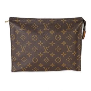 LOUIS VUITTON Brown Monogram Canvas Toiletry Pouch 26 - The Purse Ladies