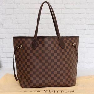 Louis Vuitton Neverfull mm Damier Ebene Tote Bag Brown