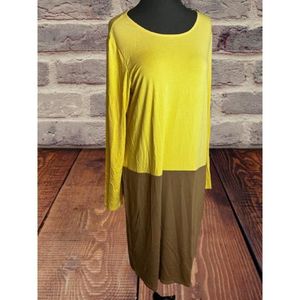 J. Jill Wearever Collection Color Block Shift Dress Tan/Yellow - Size  Medium