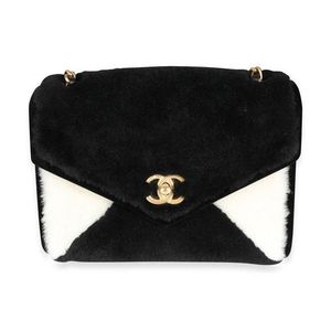 Chanel Black & White Shearling Small Single Flap Bag - Handbag | Pre-owned & Certified | used Second Hand | Unisex