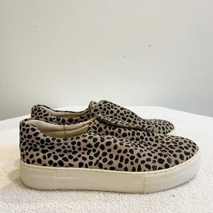 J SLIDES Suede Sneaker Heidi Leopard Slip On Platform Sz 7.5 Boho