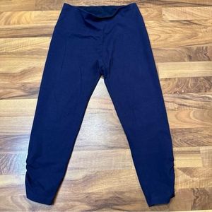 Soft Surroundings Slimsations Tummy Control Ruched Leggings Small Navy Blue