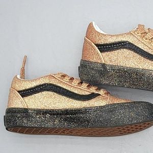 Vans Old Skool Party Glitter Gold Black Kid s Size 13