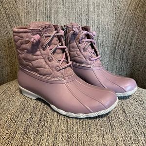 Pink sperry saltwater outlet duck boots