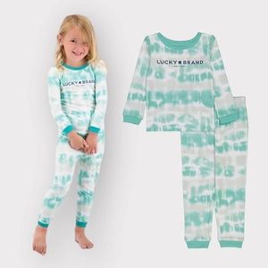 Lucky Brand NEW Long Sleeve Pajama Set Toddler Girls sz 2T NWT Turquoise  Tie-Dye