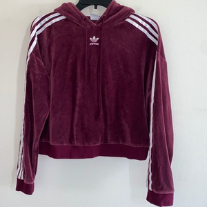 Adidas velvet hot sale cropped hoodie