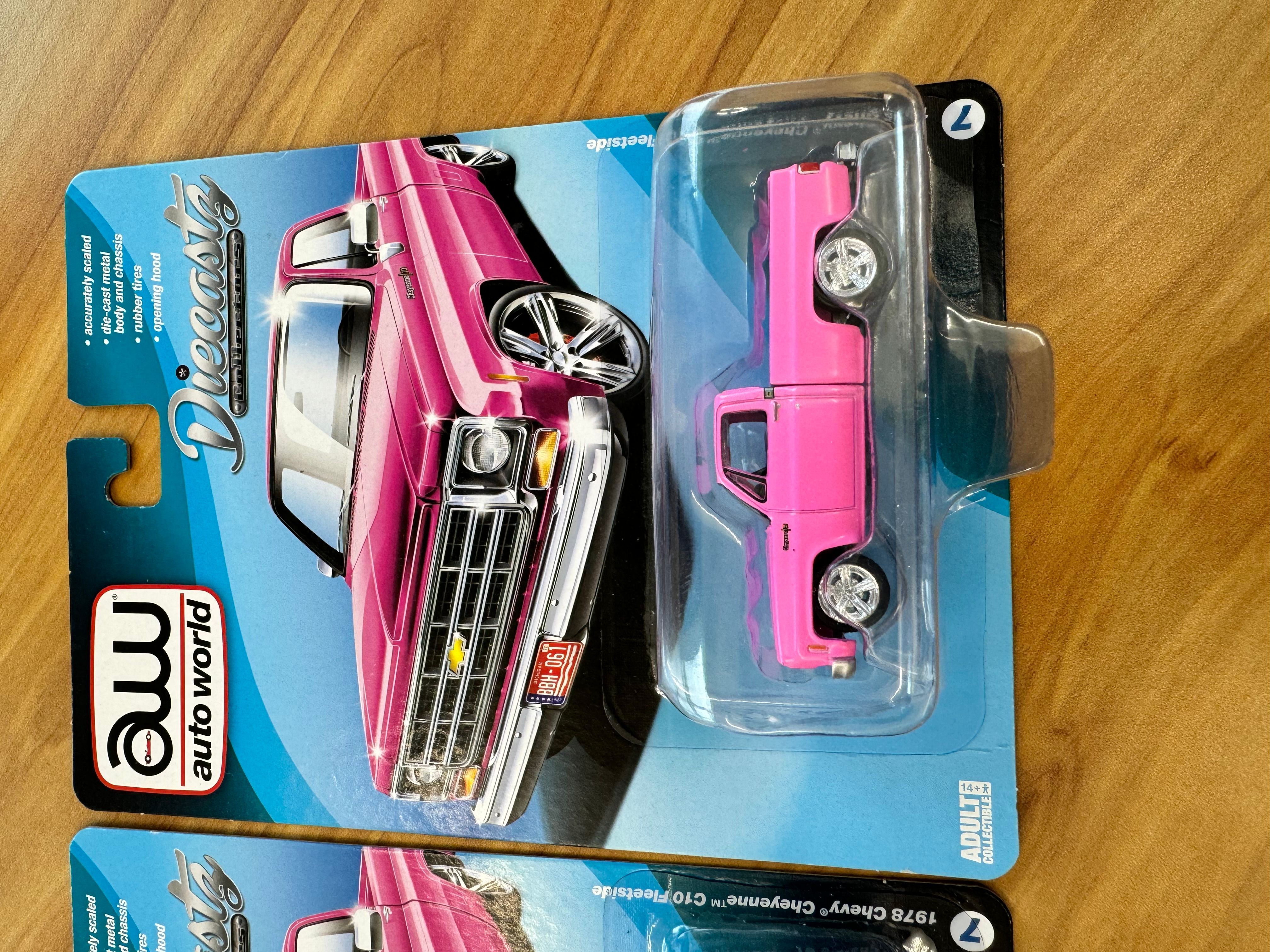Auto world 1978 Chevy Cheyenne C10 fleetside pink ultra red