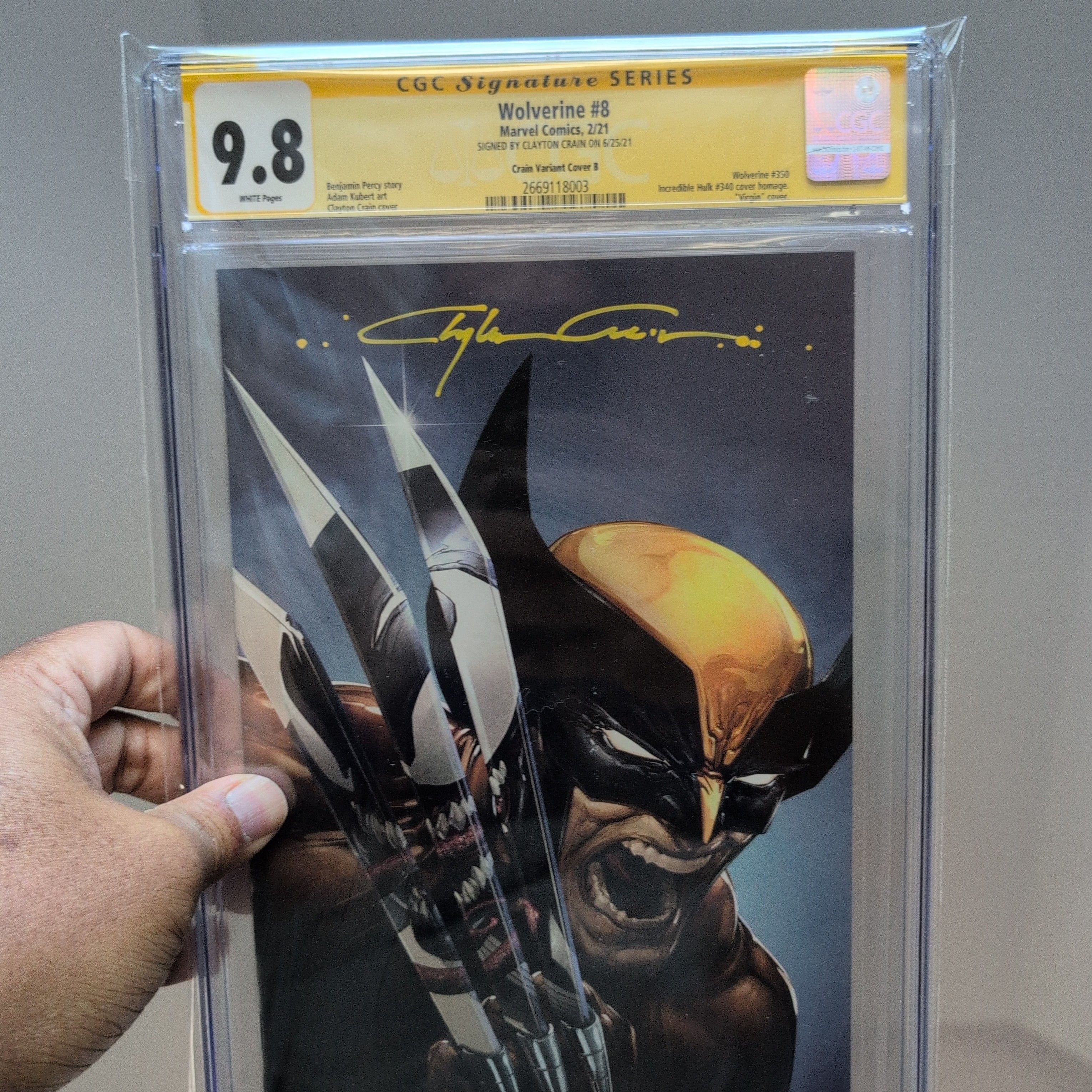 wolverine #8 virgin cgc sig 9.8 Clayton crain · Whatnot