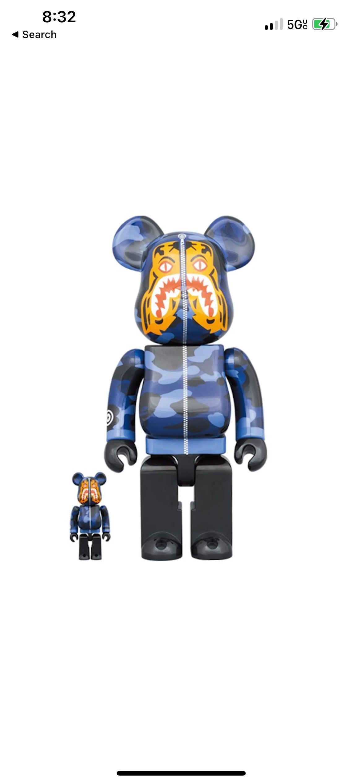 BAPE(R) CAMO TIGER 100％ &amp; 400％ BLUE BAPE(R) CAMO TIGER 100％ & 400％ BLUE 400 & 100 Bearbrick