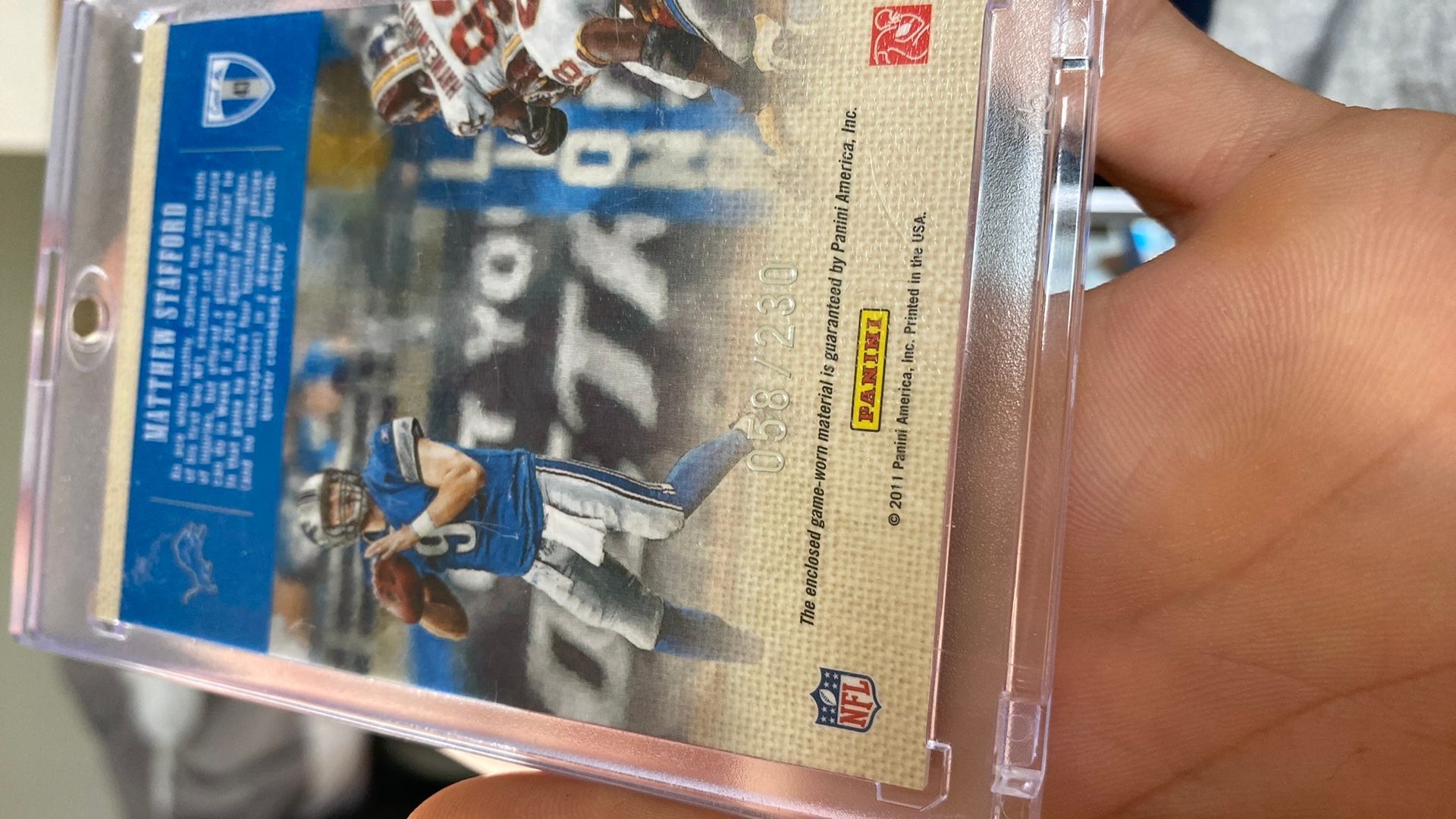 Matthew Stafford 2011 Panini Threads Game Used Patch /230 Matthew Stafford 2011 Panini Threads Game Used Patch /230