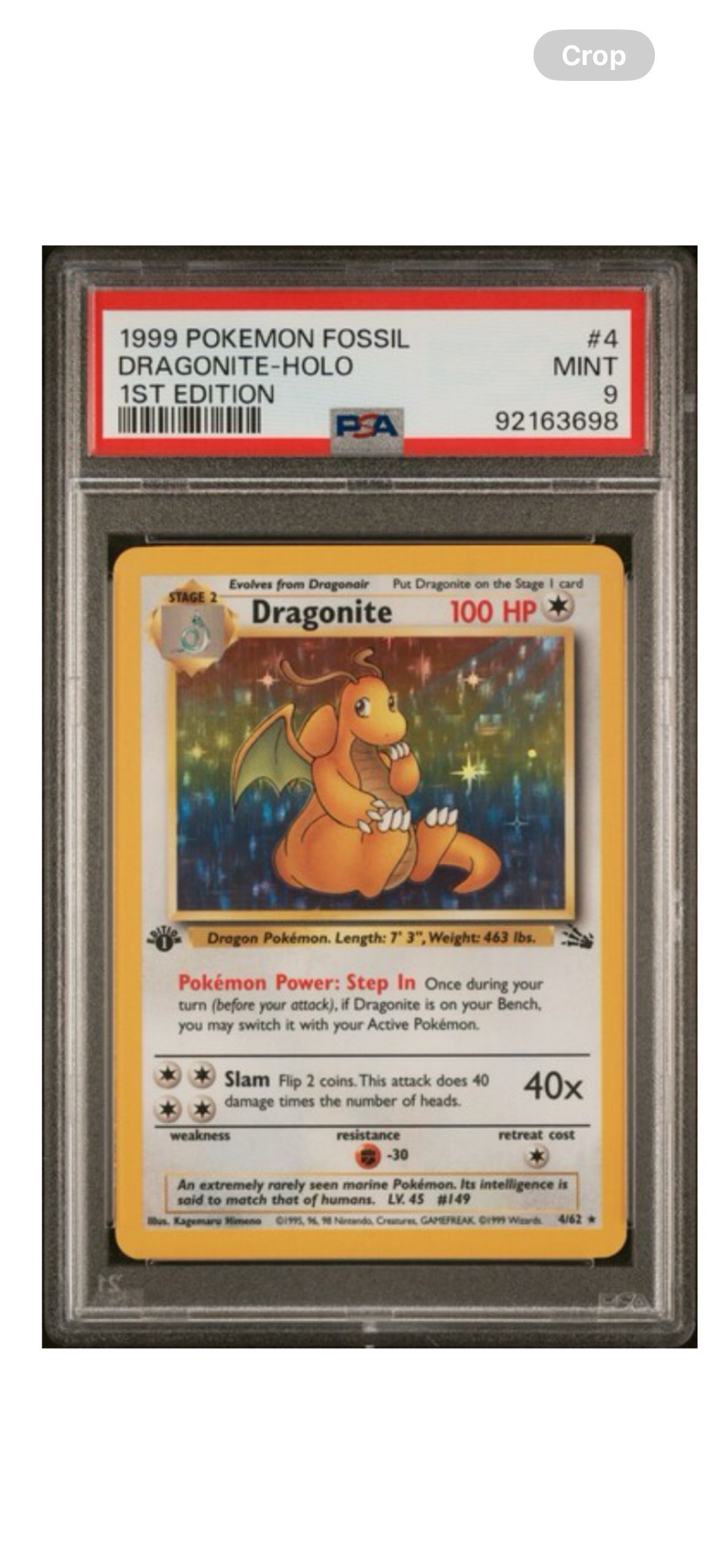 1st edition outlets Fossil Dragonite holo PSA Pokemon