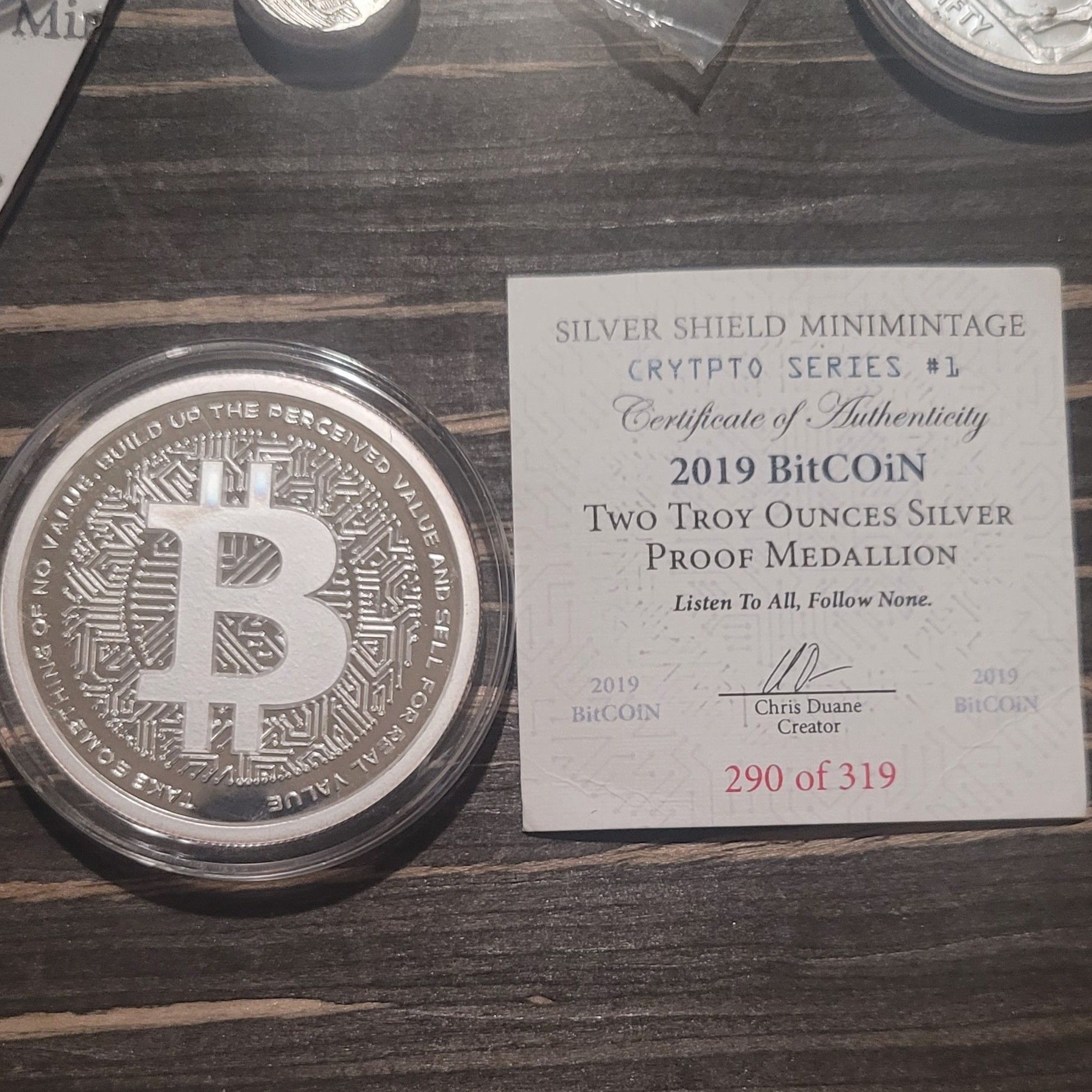 2019 bitcoin by silver shield with COA #290 of 319 · Whatnot: Shop, Sell,  Connect