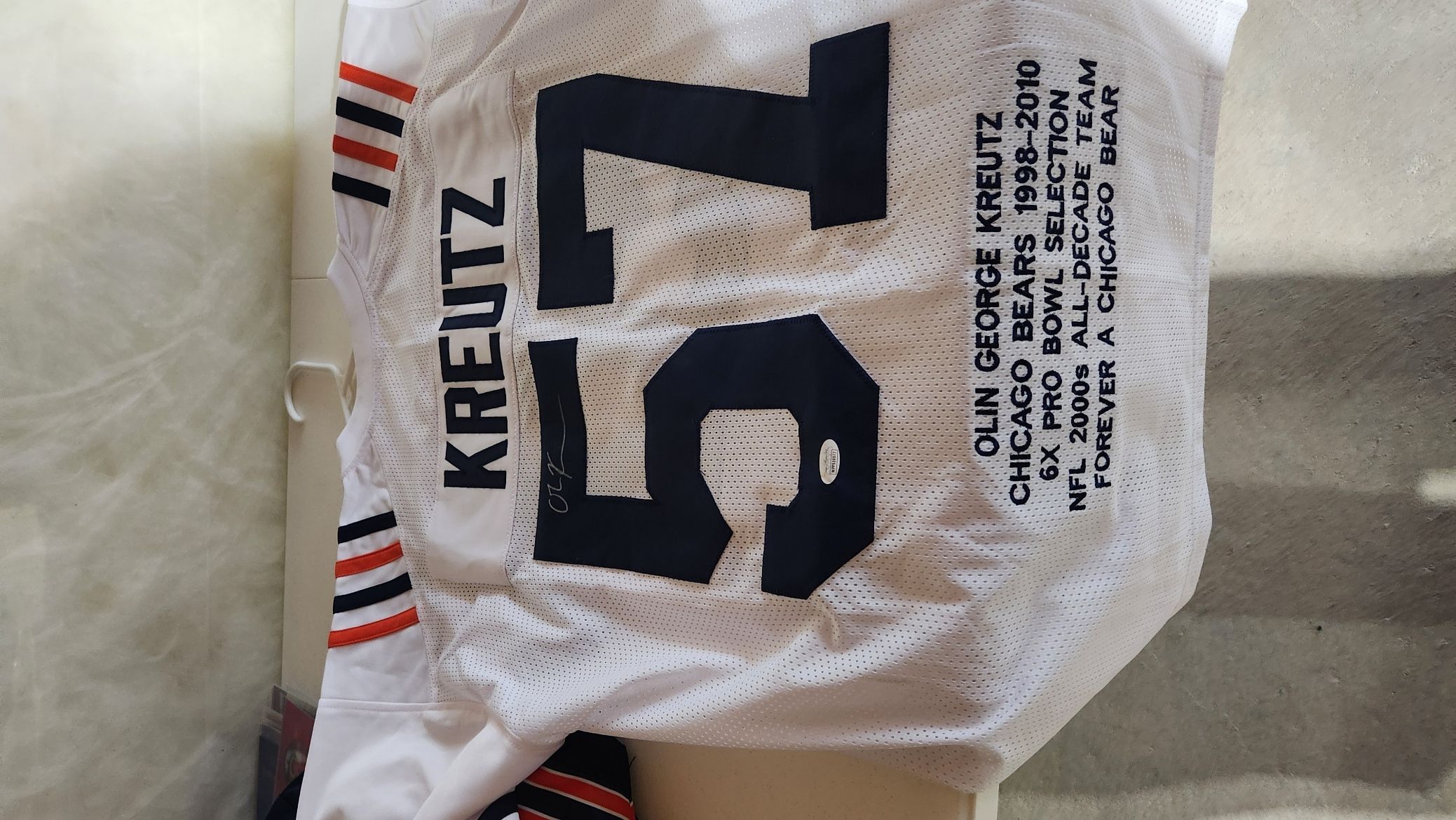 Olin store Kreutz Autographed/Signed Jersey JSA COA Chicago Bears