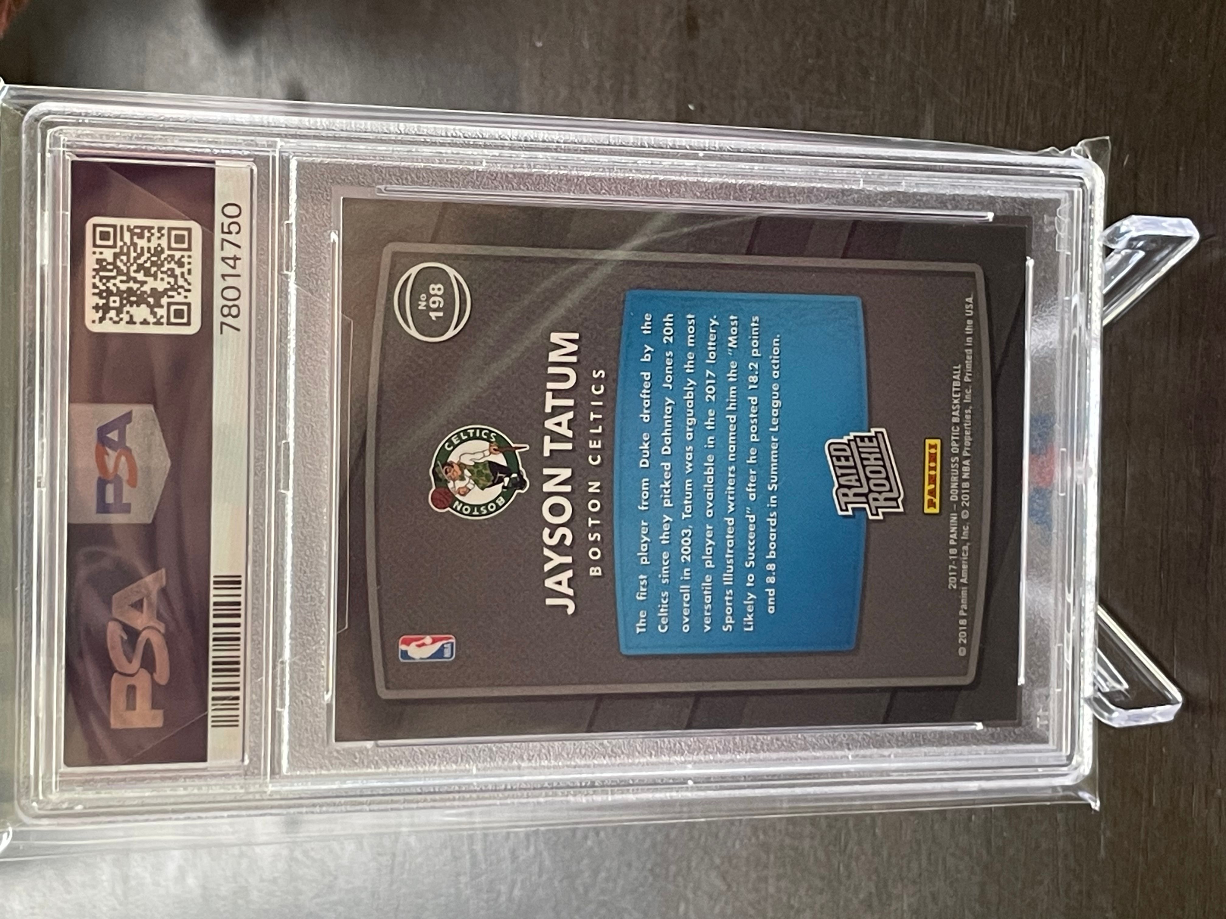 2017 Panini Donruss Optic Jayson Tatum 198 Shock PSA GEM MT 2017 Panini Donruss Optic Jayson Tatum 198 Shock PSA GEM MT