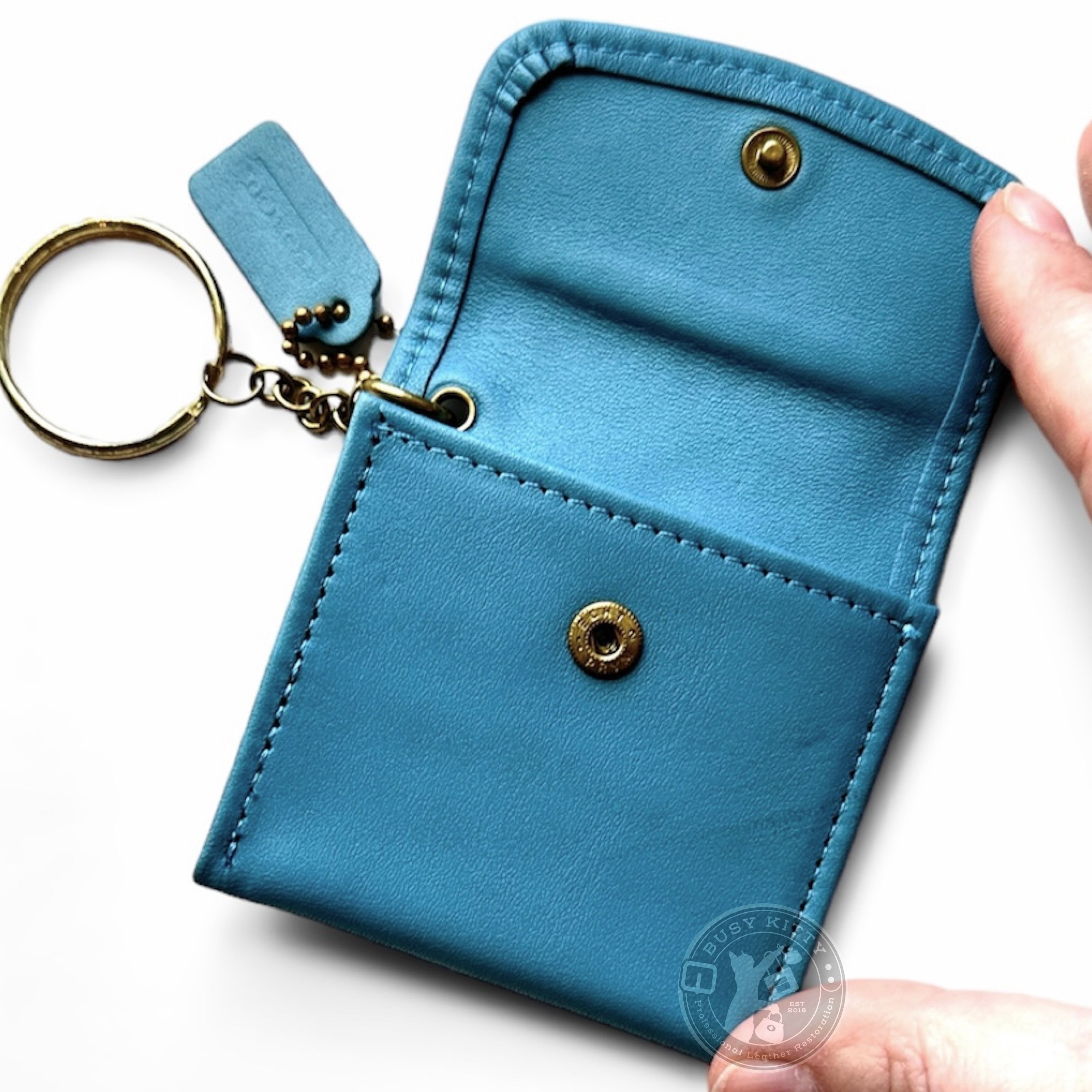 Rare NWOT Vintage Coach Signature Coin Purse Key Fob in Glacier