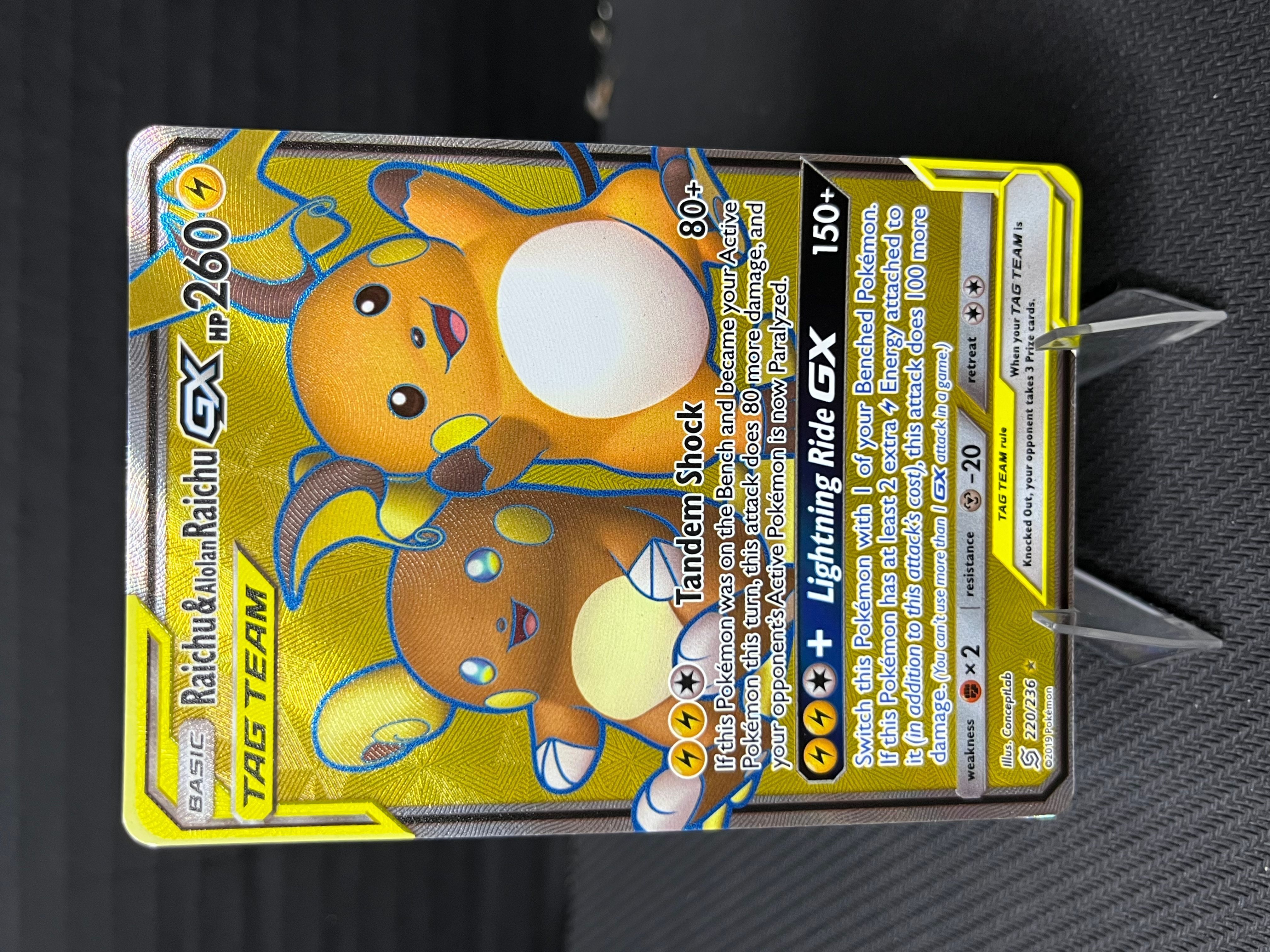 pokemon cards raichu gx Raichu & Alolan Raichu GX 221/236 Pokémon Extended Artwork Protective Card  Case main image 0