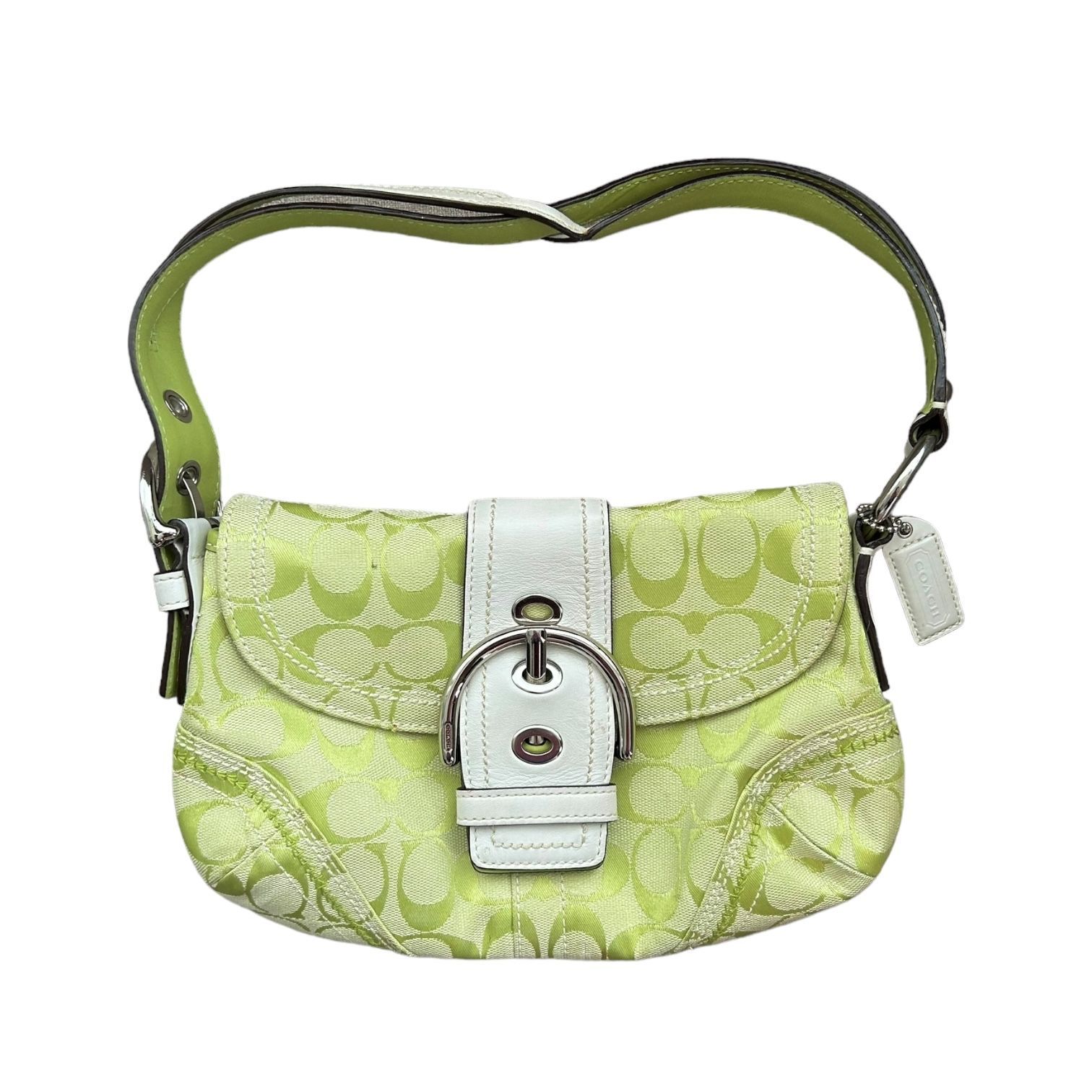 2007 Rare Coach Lime Green Soho Signature Monogram Shoulder