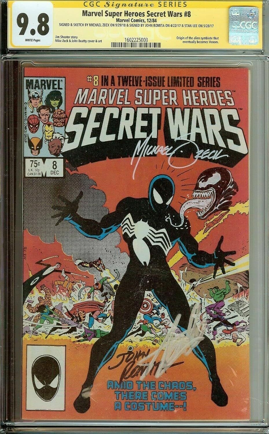 Secret Wars #8 CGC 9.8 Signed Stan Lee John Romita Mike Zeck