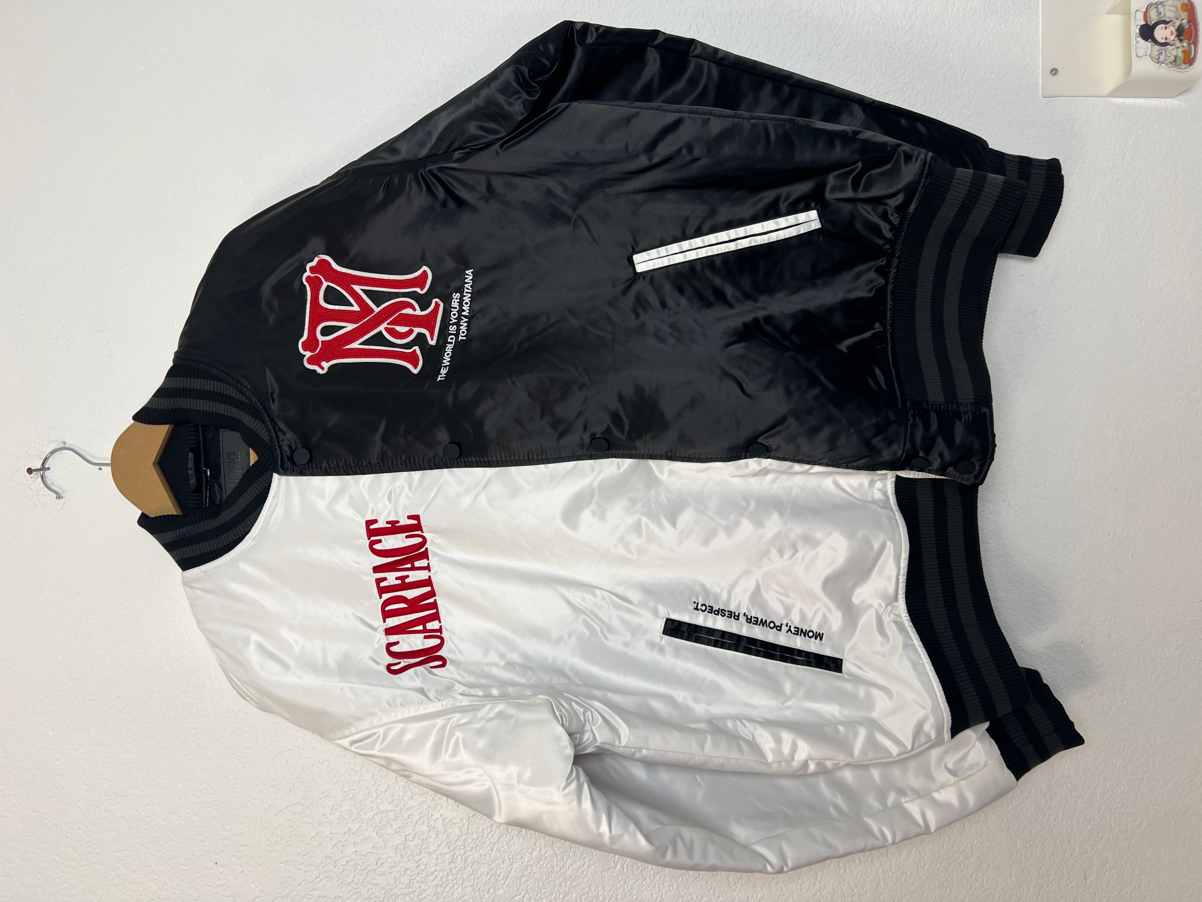 ジャケット・アウター SCARFACE jacket remake Scarface Patched Varsity Jacket - Black | Fashion Nova