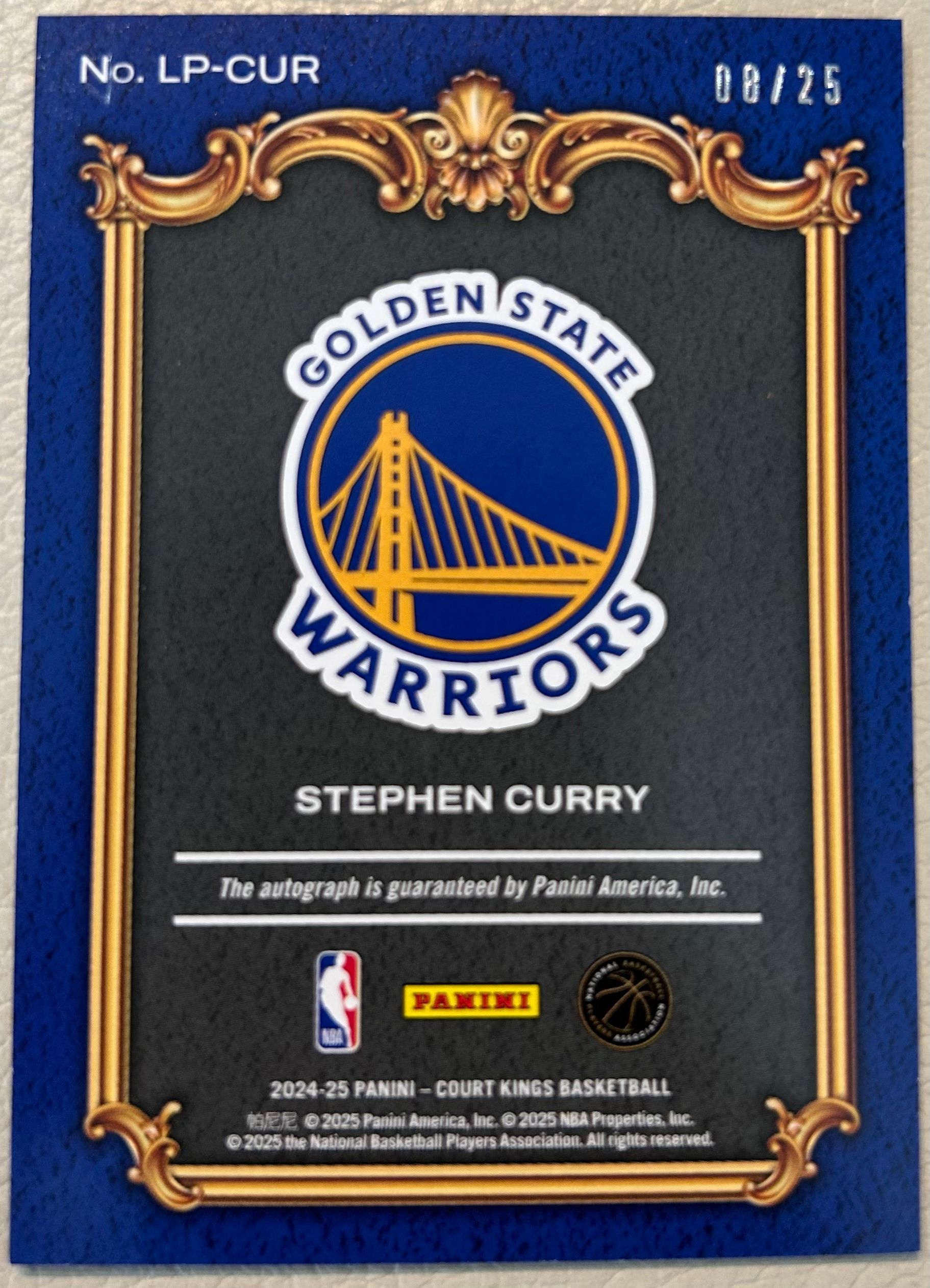 2024-25 Panini Court Kings Stephen Curry Auto 8/25 SSP