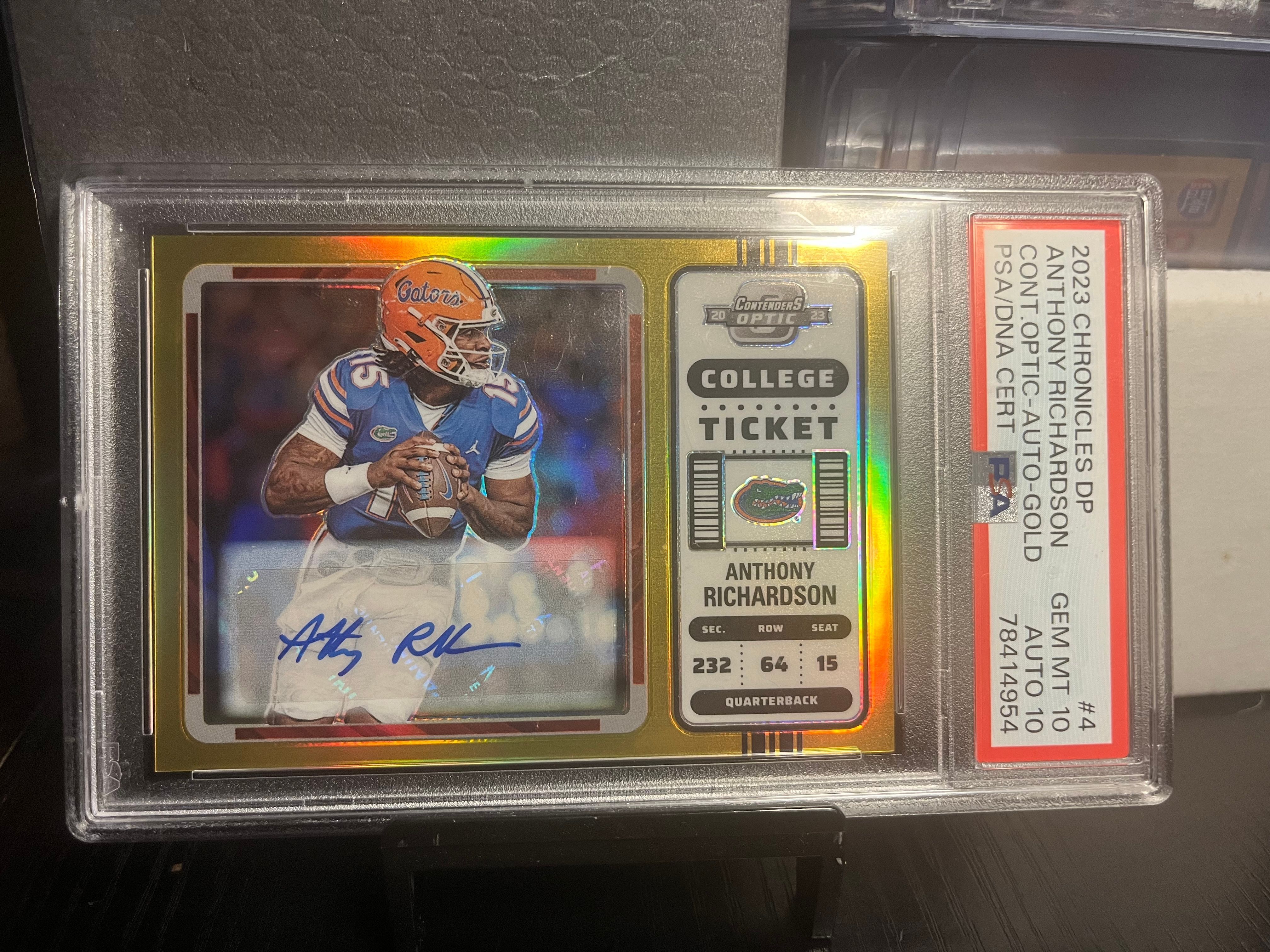 2023 Anthony Richardson GOLD CONT. OPTIC-AUTO- #d 2/10 PSA