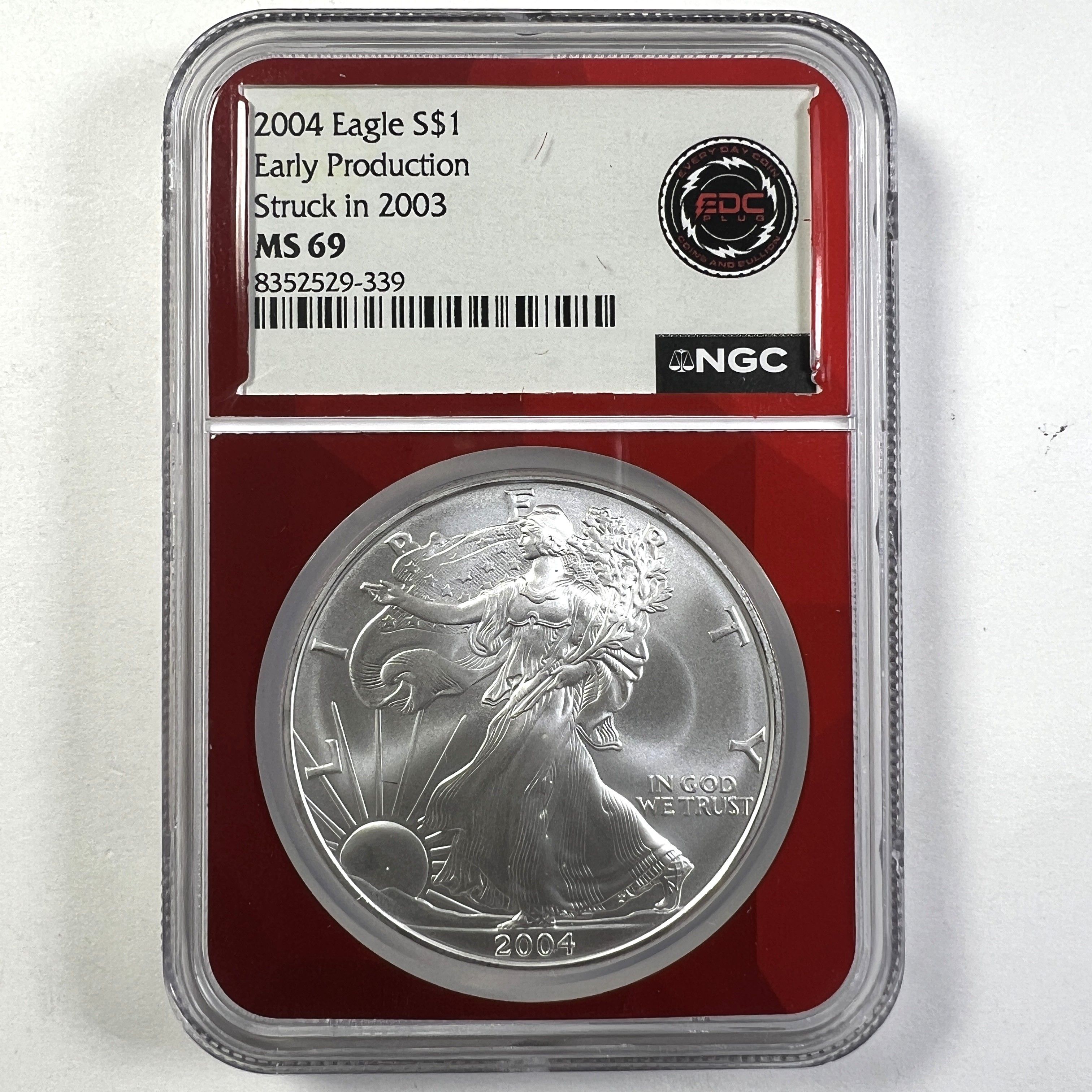2004 Silver Eagle NGC MS69 Early Production Struck in 2003