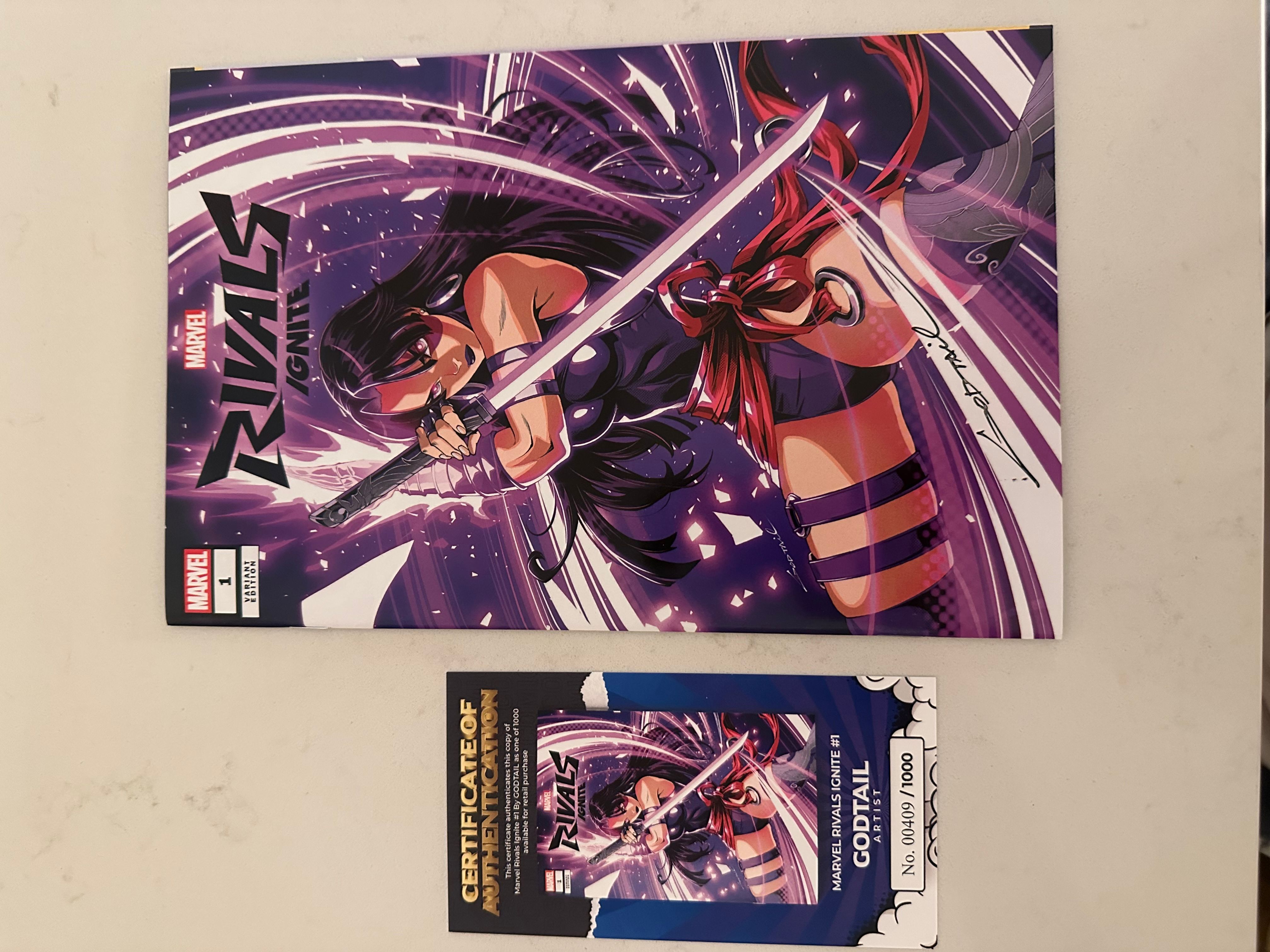 SIGNED Marvel Rivals Ignite #1. NM+. Psylocke Godtail Exclusive