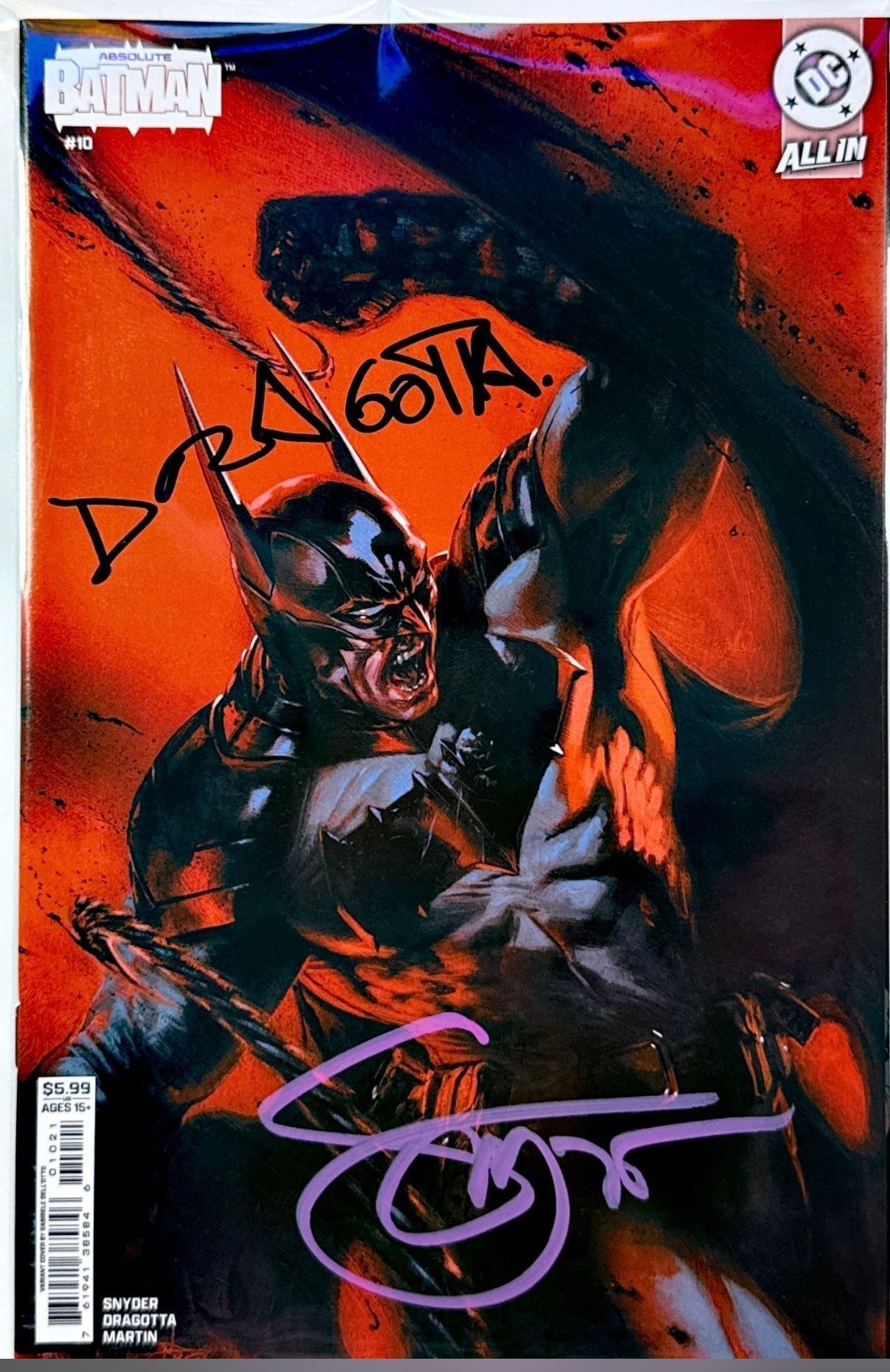 バットマン Gabriel Dell'otto 直筆サイン入り 複製原画 DOUBLE SIGNED) Absolute Batman #10 - Gabriele Dell'Otto