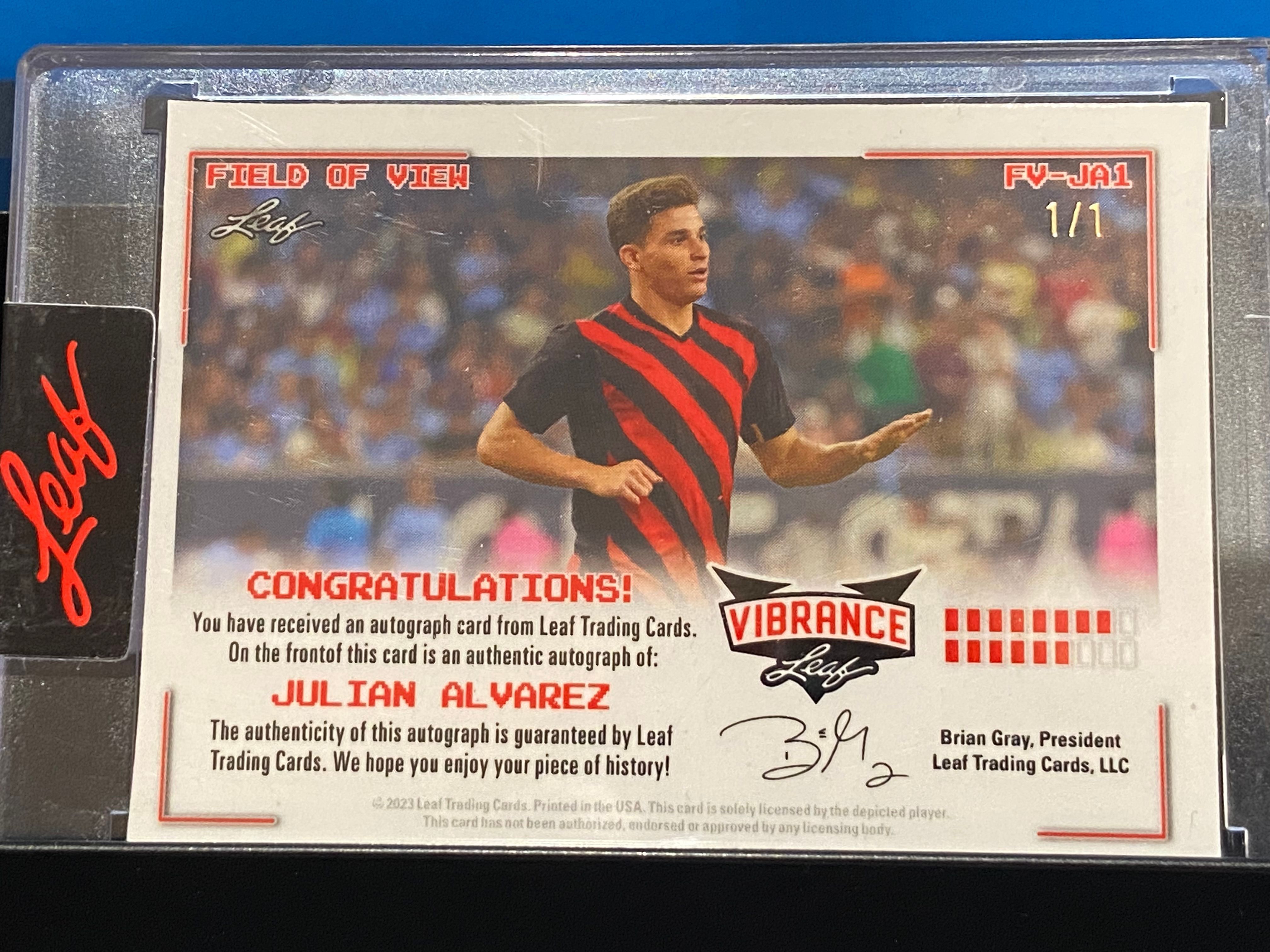 2023 Leaf Vibrance Julian Alvarez 1/1 Auto Autograph