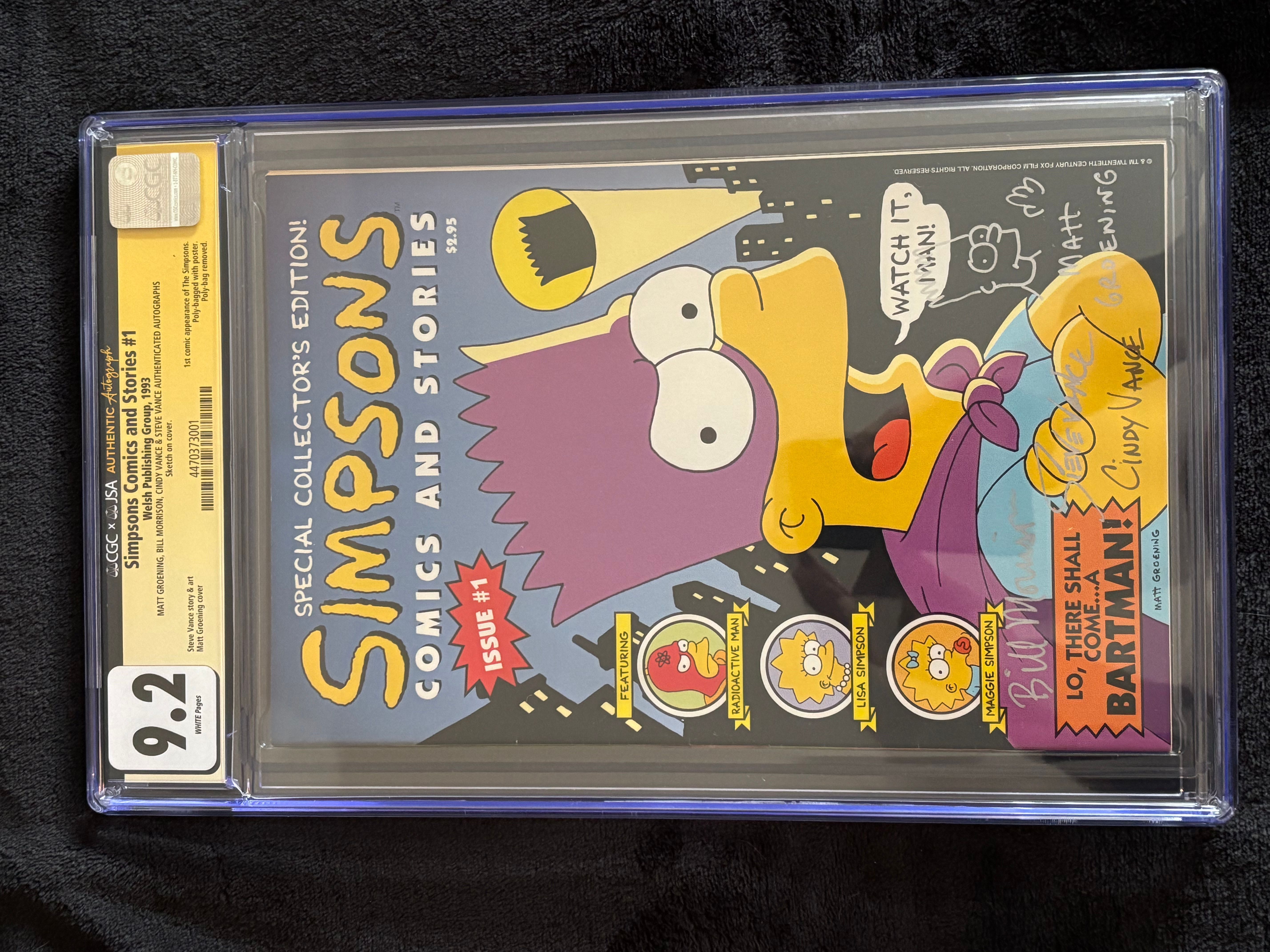 The Simpsons Comics and Stories #1 CGC JSA 9.2 Signed & Sketched